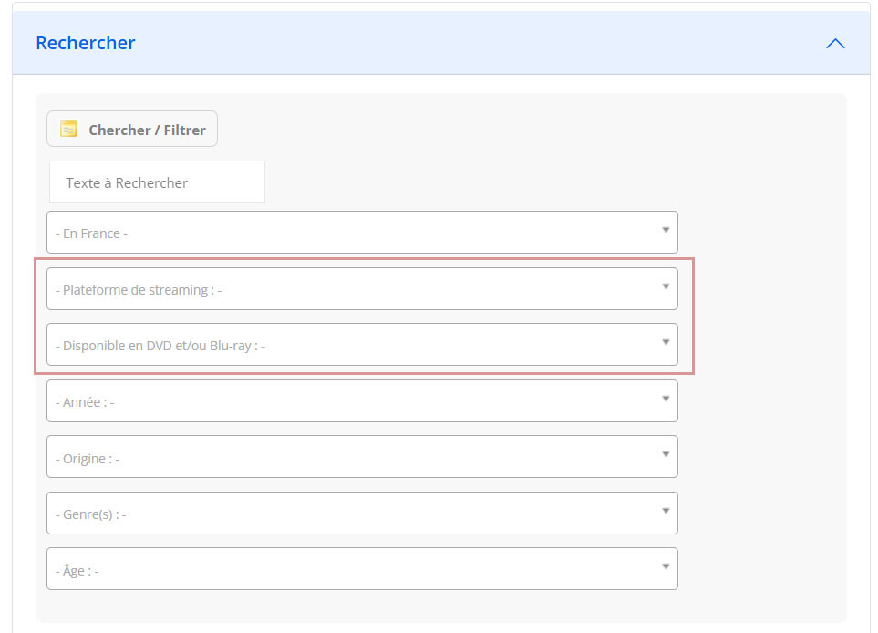 Nouvelles fonctions de recherche
